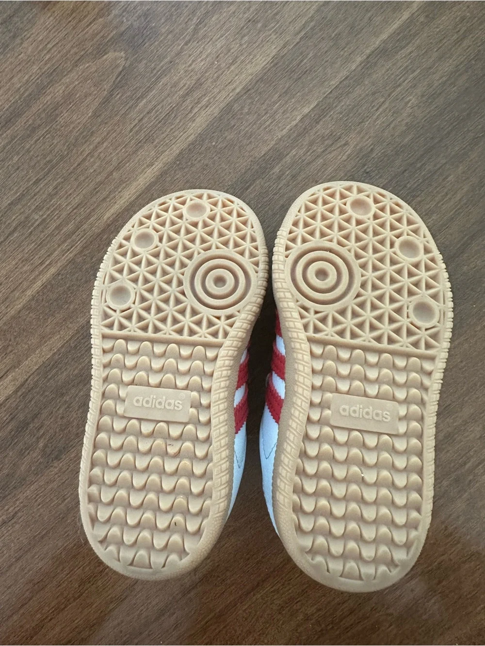 adidas Kids Samba Sneakers in White and Red with Gum Sole